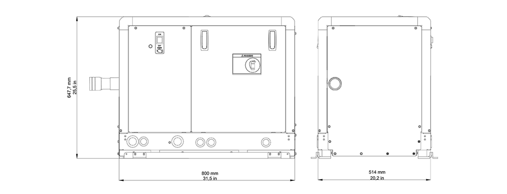 MASE GENERATORS - VS 15.6 DV - 15 KW - 50/60Hz - Variable Speed (RPM) VS - 15-5 - DIMENSIONS